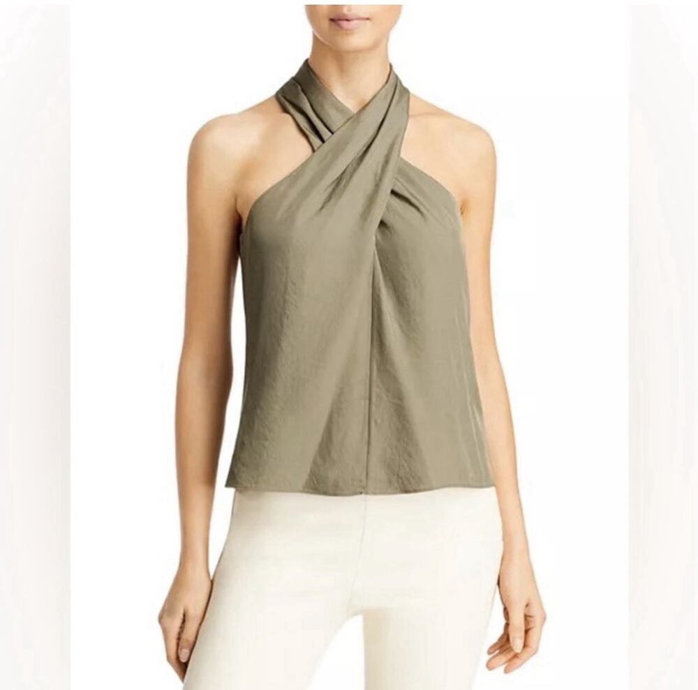 Theory Twist Halter Top In Willow Green M